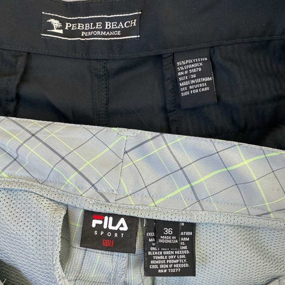 Mens Performance Golf Shorts Lot of 2 Size 36 Black Cargo and Gray Plaid NWT - Picture 5 of 12